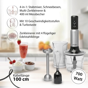 Mixer vertical Cloer SB3010, 700W, 4-in-1, inox, 400 ml - Img 2