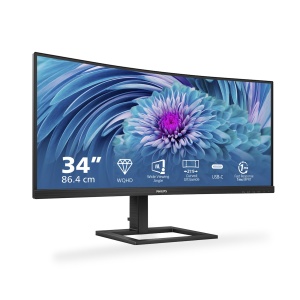 Monitor curbat Philips 346E2CUAE, 34 inch, WQHD, USB-C, 75Hz, Negru
