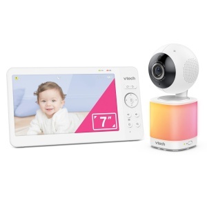Monitor video pentru bebelusi VTech VM7468, ecran LCD 7 inch, camera Pan-Tilt-Zoom, lumina de veghe multicolora