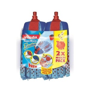 Mop cu microfibre Vileda SuperMocio 3Action, 2 capete, ideal pentru suprafete dure