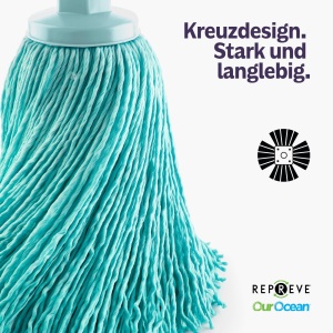 Mop din microfibra Blue Dolphin, cap de 22 cm, reciclabil, superabsorbant - Img 4