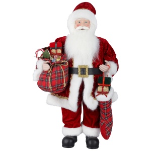 Mos Craciun figurina, 62 cm / 24" Mos Craciun decoratiuni de Craciun, figurine de decoratiuni de Craciun in picioare, papusi Mos Craciun dragut rosu de plus, Cadouri Mos Craciun