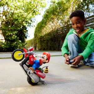 Motocicleta cu telecomanda Hot Wheels Mario Kart, Wheelie Motocross, detalii autentice - Img 2