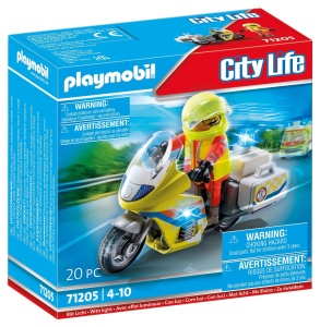Motocicleta de salvare PLAYMOBIL 71205 cu lumini, 20 piese, pentru copii 4 - Img 2
