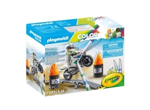 Motocicleta Stunt PLAYMOBIL Color 71377, 18 piese, design creativ, abwashabil - Img 2