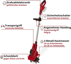 Motocultor electric Einhell GE-CR 1820 Li E-Solo 18V 4 lame metalice fara acumulator - Img 3