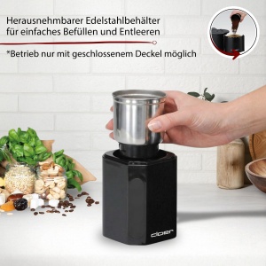 Moulineta electrica Cloer 7580, capacitate 70g, 200W, neagra - Img 4