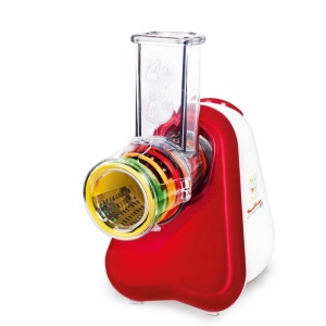 Moulinex DJ756G Fresh Express Plus | Schnitzelwerk electric | Feliator de legume | Feliator de legume | 5 insertii incl. razatoare | 200W | Rosu metalizat / Alb - Img 1