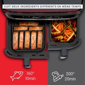 Moulinex Dual Easy Fry XXL, friteuza dubla cu aer, 6-10 persoane, cos mare de pana la 3 kg, 7 programe prestabilite, EZ942BF0 - Img 6