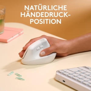 Mouse ergonomic vertical Logitech Lift pentru Mac, wireless, alb - Img 4