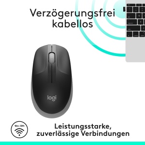 Mouse fara fir Logitech M190 design curbat pentru ambidextr durata de viata a bateriei de 18 luni plus modul de consum redus receptor USB control prec - Img 3