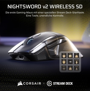 Mouse Gaming Wireless Corsair NIGHTSWORD v2, 33K DPI, Negru - Img 2