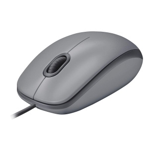 Mouse USB cu fir Logitech M110, butoane silentioase, design confortabil de dimensiuni complete, PC/Mac/laptop ambidextru - Gri