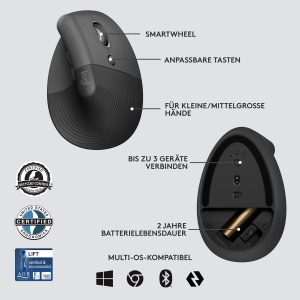 Mouse vertical ergonomic Logitech Lift pentru afaceri, 4000 DPI, wireless - Img 7