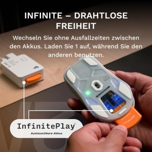Mouse wireless gaming Glorious Model O3 sistem baterii InfinitePlay 30K DPI RGB alb - Img 2