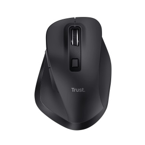 Mouse wireless reincarcabil Trust Fyda, design durabil, 800-2400 DPI, 6 butoane, suport pentru degetul mare si degete, 2,4 GHz, mouse wireless cu receptor USB, mouse ergonomic pentru laptop, PC, MacBook, birou
