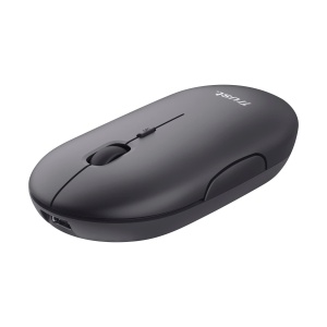 Mouse Wireless Reincarcabil Trust Puck, Bluetooth si Conexiune 2.4GHz prin Microreceptor USB, DPI Reglabil 800/1200/1600, Mouse Ergonomic, Wireless pentru PC/Mac/Computer/Laptop/MacBook - Negru
