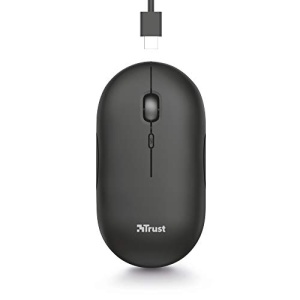 Mouse Wireless Reincarcabil Trust Puck, Bluetooth si Conexiune 2.4GHz prin Microreceptor USB, DPI Reglabil 800/1200/1600, Mouse Ergonomic, Wireless pentru PC/Mac/Computer/Laptop/MacBook - Negru - Img 11