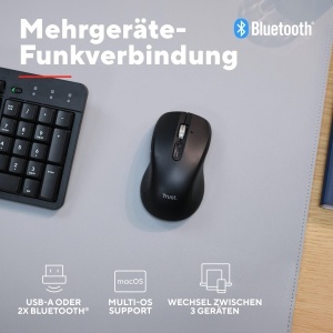 Mouse wireless Trust Treva, Bluetooth 2.4GHz, scroll rapid, negru - Img 4