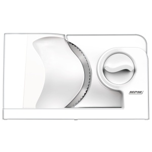 MPM MKR-05 Feliator electric de alimente, Feliator de paine, grosime de taiere reglabila pana la 15 mm, Protectie pentru degete, Disc de taiere din otel inoxidabil 17 cm, 150 W, alb - Img 8