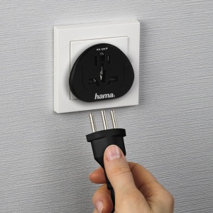 Mufa de calatorie Hama pentru conectarea dispozitivelor straine (de exemplu, China, Marea Britanie, SUA, Australia si multe altele) la prize germane cu impamantare (de asemenea, pentru Spania, Franta si multe altele) Adaptor de calatorie negru - Img 2