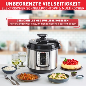 Multicooker electric Tefal Fast Delicious CY505EF0, 6L, 25 programe automate, NegruInox - Img 3