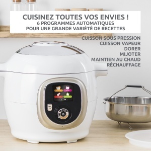 Multicooker inteligent Moulinex Cookeo CE85CA10 6L Alb 150 retete preprogramate 6 moduri de gatire - Img 3
