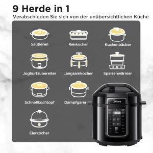 Multicooker Midea 6L, 9-in-1, 14 functii, negru - Img 3