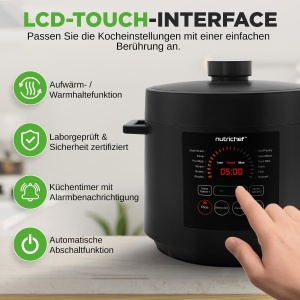 Multicooker NutriChef 5,7 L, 1000 W, 9 programe, negru - Img 3