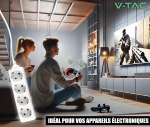 Multipriza V-TAC cu 4 prize Schuko, cablu de 1,5 m, 16 A, alba - Img 3