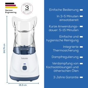 Nebulizator Beurer SI 31, umidificator silentios pentru nas, gura si gat, cu paduri aromatice - Img 6