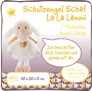 NICI La La Lammie 30cm Plus Schaf cu Aripi Aurii si Inima in Cutie Cadou - Img 3