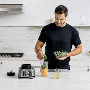 Ninja Foodi Power Nutri Blender Smoothie Maker 3-in-1, creme tartinabile groase si bauturi congelate, programe automate, ulcior de 2,1 litri, cana de 700 ml si bol de 400 ml cu agitator electric, 1200 W, argintiu CB350EU - Img 8