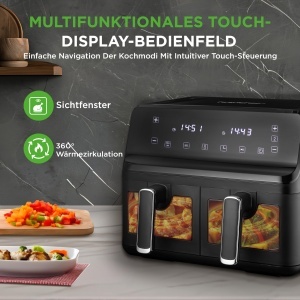 NutriChef Airfryer XXL 8L 9 Programe 360degC Fara Ulei - Img 5