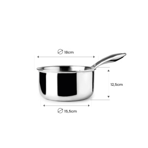Oala cu maner IBILI, 18 cm, 2 Litri, inox, inductie, fara antiaderent - Img 2