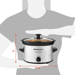 Oala cu slow cooking Elite Gourmet MST-275XS, 2.27L, 120W, inox - Img 7