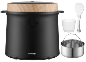 Oala de fiert orez Concept RE4040, 2 l, negru cu decor din lemn