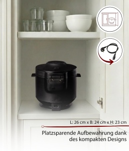 Oala de gatit pentru orez Cloer 6830, capacitate 1L, putere 350W, negru - Img 6