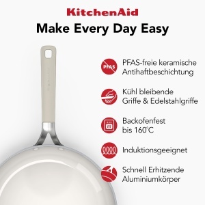 Oala din aluminiu KitchenAid, 24 cm, 4,91 L, cu capac din sticla, neagra - Img 3