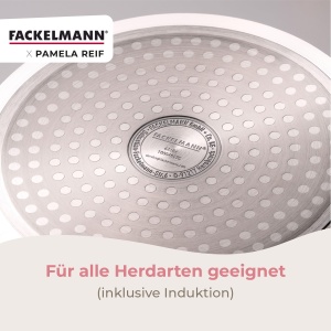 Oala Fackelmann x Pamela Reif 20 cm Aluminiu Reciclat Pastel Beige Acoperire Ceramica - Img 4