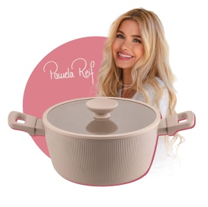 Oala Fackelmann x Pamela Reif 24 cm Pastel-Beige Aluminiu Reutilizat Compatibila cu Toate Tipurile de Aragaz