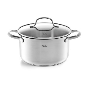 Oala inox Fissler San Francisco, 3.3 L, 20 cm, cu capac din sticla