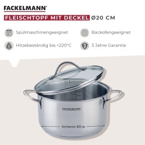 Oala pentru carne Fackelmann Lara, 20 cm, din otel inoxidabil, rezistenta la caldura - Img 2