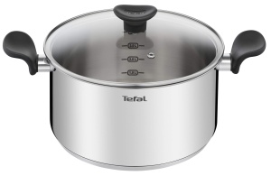 Oala Tefal Dutch Oven 24 cm 53 L Otel Inoxidabil Compatibila Inductie Capac Sticla