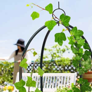 Obelisc pentru gradina Relaxdays, 190 cm, metal verde, suport pentru flori si trandafiri - Img 3
