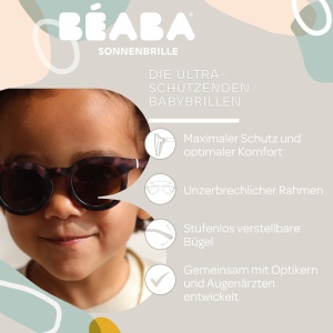 Ochelari de soare BEABA pentru copii 2-4 ani, 100 protectie UV, roz tortoise - Img 3
