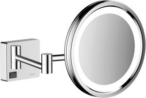 Oglinda cosmetica hansgrohe AddStoris cu iluminare LED, 3x marire, crom