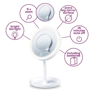 Oglinda cosmetica iluminata Beurer BS 45, LED, 5x marire, touch sensor - Img 4