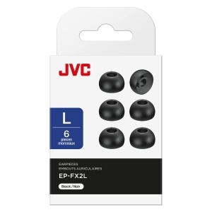Ohrpolster din silicon pentru casti audio JVC EP-FX2L-B, set 6 bucati, 3 dimensiuni, negru