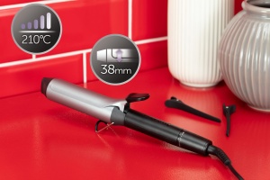 Ondulator Remington Big Curls [38mm] Pro Big Curl (4x protectie, acoperire antistatica cu turmalina ceramica) Afisaj digital pana la 210degC, cu clema, Natural Waves, Negru, CI5538 - Img 2